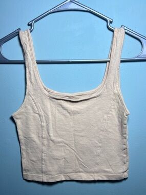 Aerie Soft Stretch Cropped Tank Top Cream/Blush XS